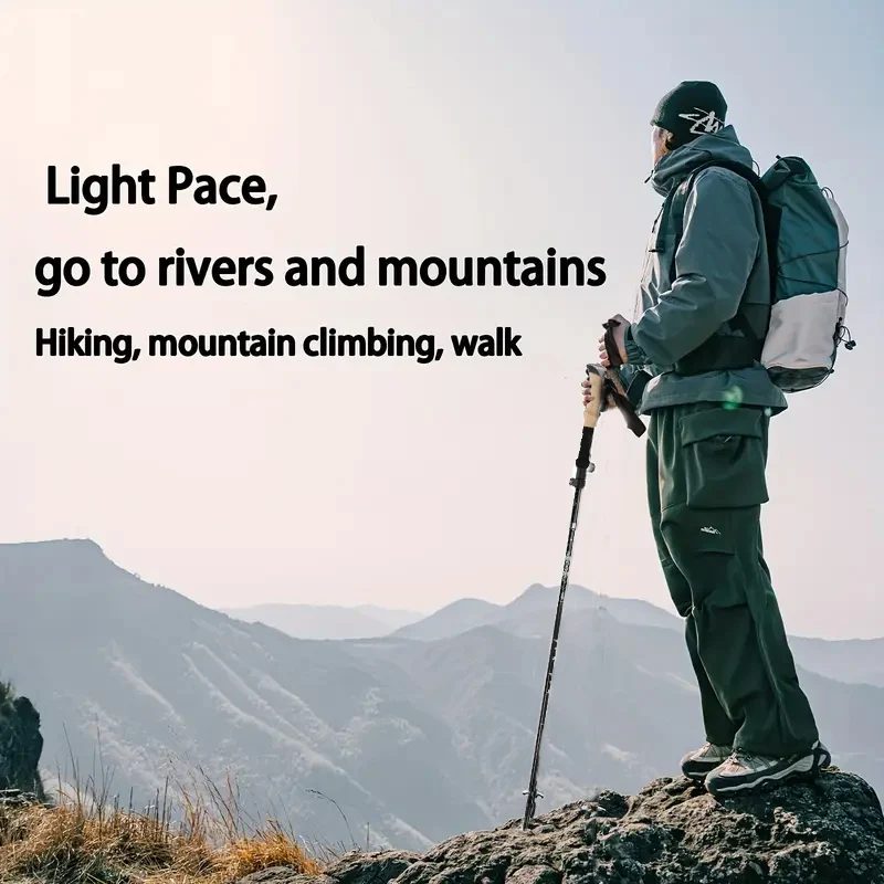 Bastón de trekking telescópico multifuncional de aluminio: duradero para senderismo, senderismo, acampada, pesca y actividades al aire libre