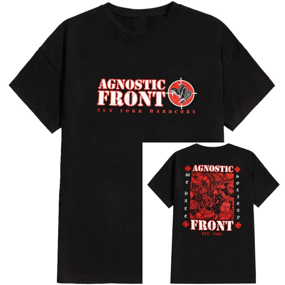 Camiseta Agnostic Front We Hate Society Band, camiseta gráfica de algodón para hombres y mujeres, ropa de calle de verano
