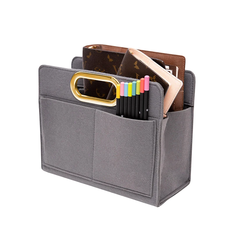 Fit Book Tote Bag Purse Organizer Insert, Felt Bag Liner with Golden Handle, Handbag & Tote Shaper, For Dio Book Tote