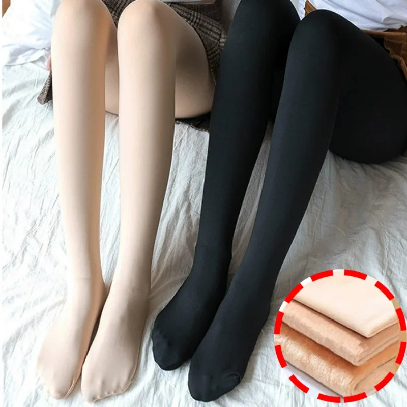 

Women Thermal Stockings Sexy Fleece Tights Warm Winter High Waist Translucent Pantyhose Thick Elastic Skin Effect Plus Legging