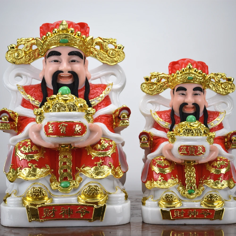 Large Southeast Asia Home store COMPANY High-grade Good luck talisman bring wealth money God CAI SHEN jade gilding statue