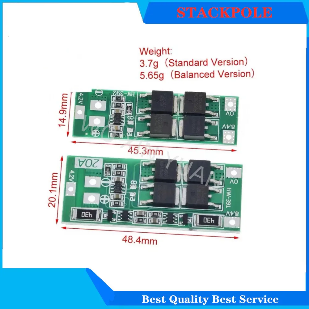 2S 20A 7.4V 8.4V 18650 Lithium battery protection board/BMS board standard/balance