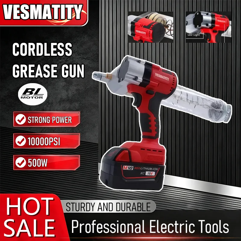 High pressure cordless grease gun electric oil injector lightweight tool machinery lubrication fit for Milwaukee battery