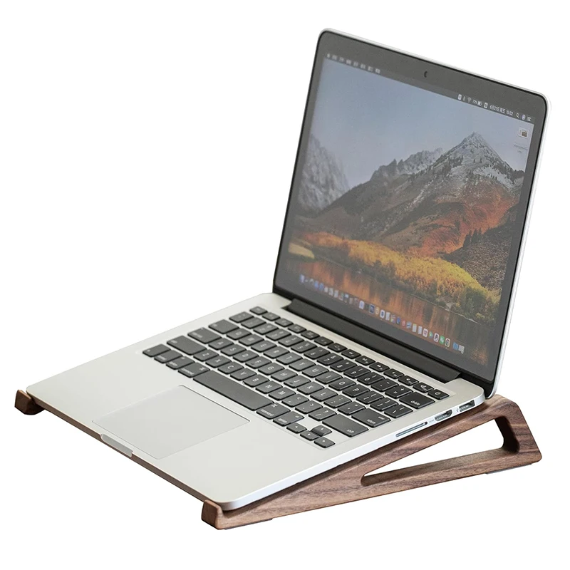 

Universal Portable Wooden Laptop Holder Stand For Desk Walnut Wood Computer Cooling Bracket Ventilated Notebook Riser Accessory