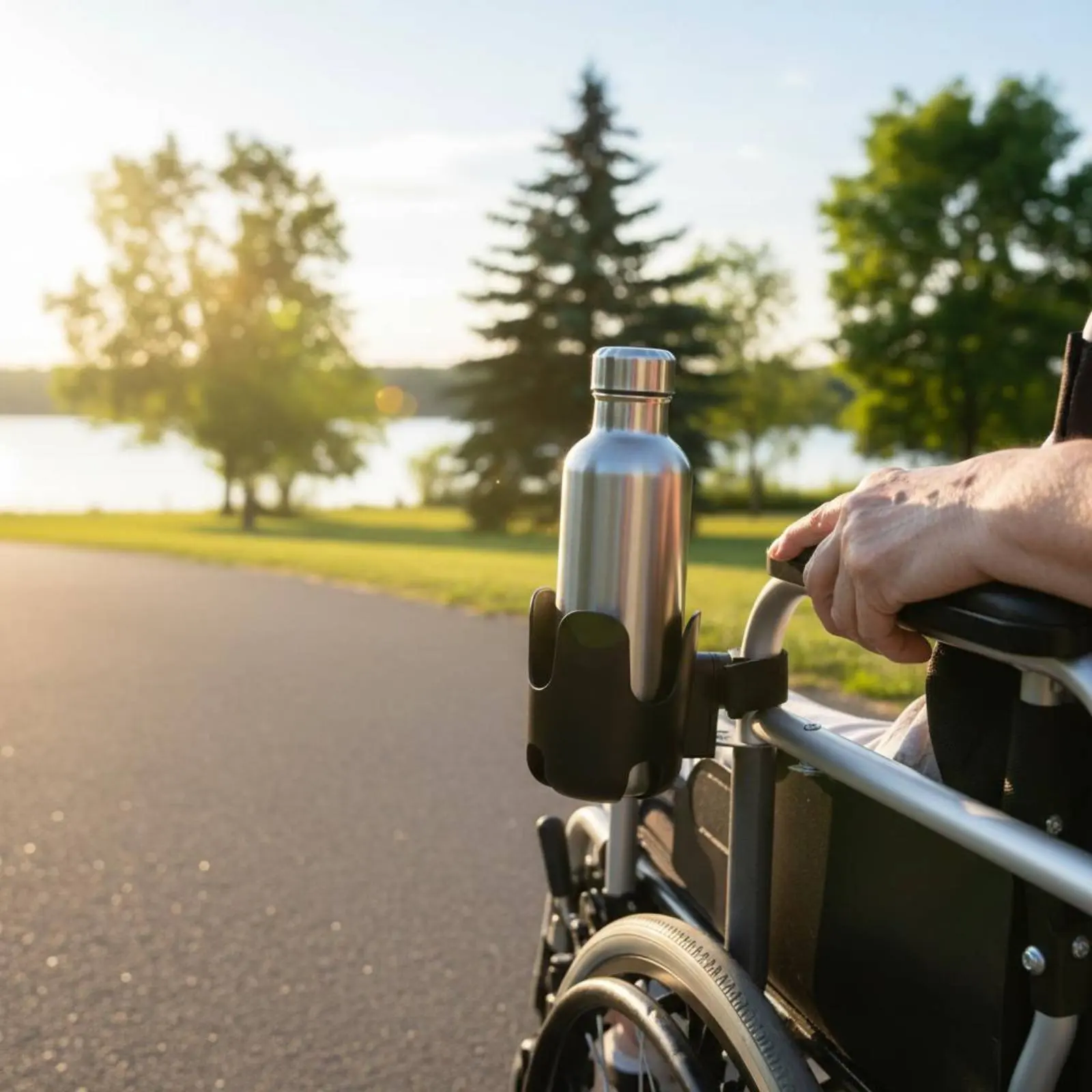 Mobility Aid Cup Holder Strap Fixed Wheelchair Cup Holder Mobility Aid Accessory Removable Handsunrestricted for Seniors