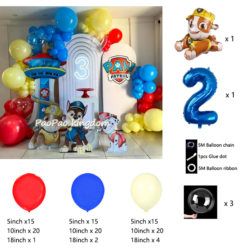 PAW Patrol Balloon Theme Set Number Balloon Garland Arch Kit Baby Shower Birthday Party Decor Kids Toy Gift