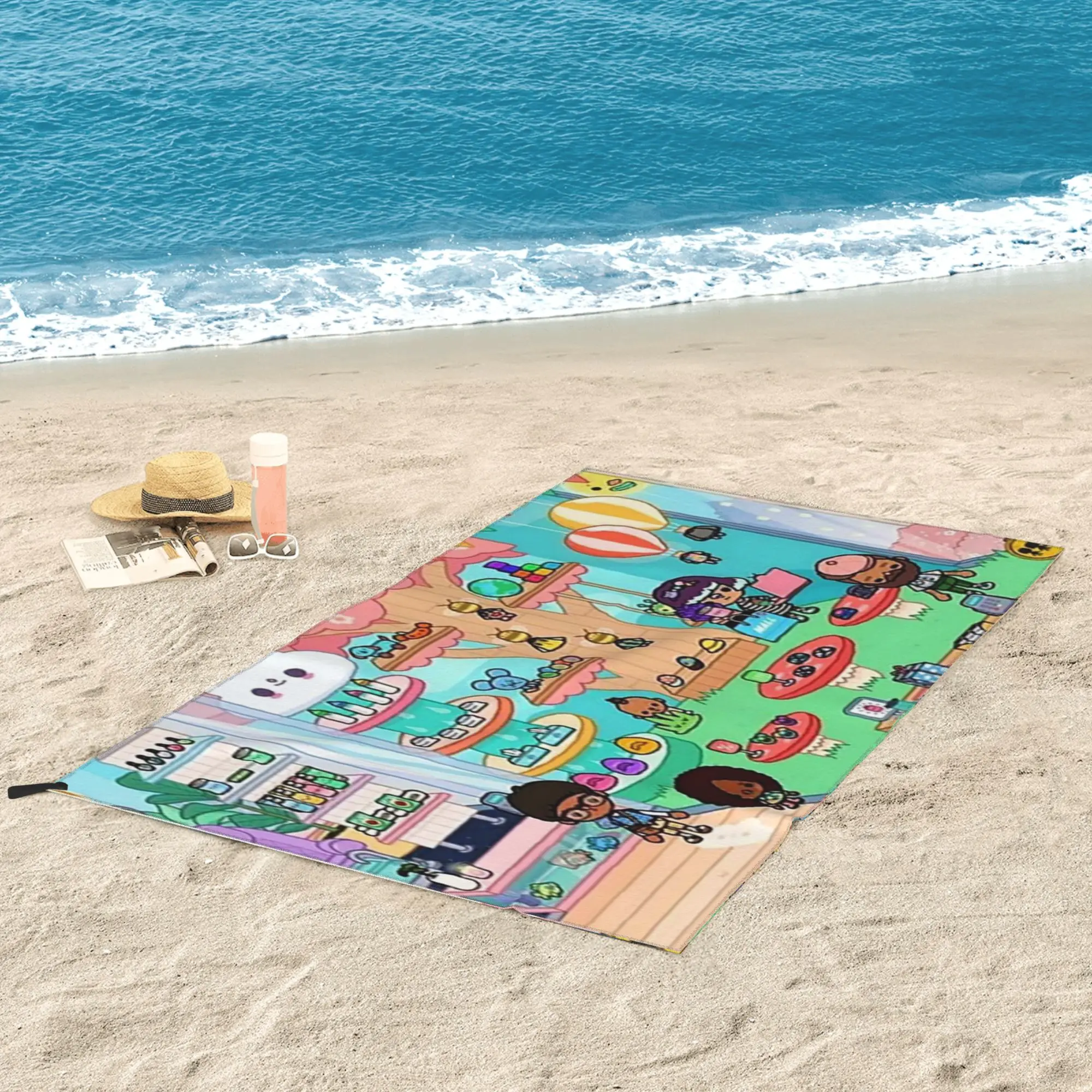 Toca Life Box Toca Boca Cute Game Beach Towel Soft Microfiber Quick Dry Absorbent Quick Towels For Mountain Climbing