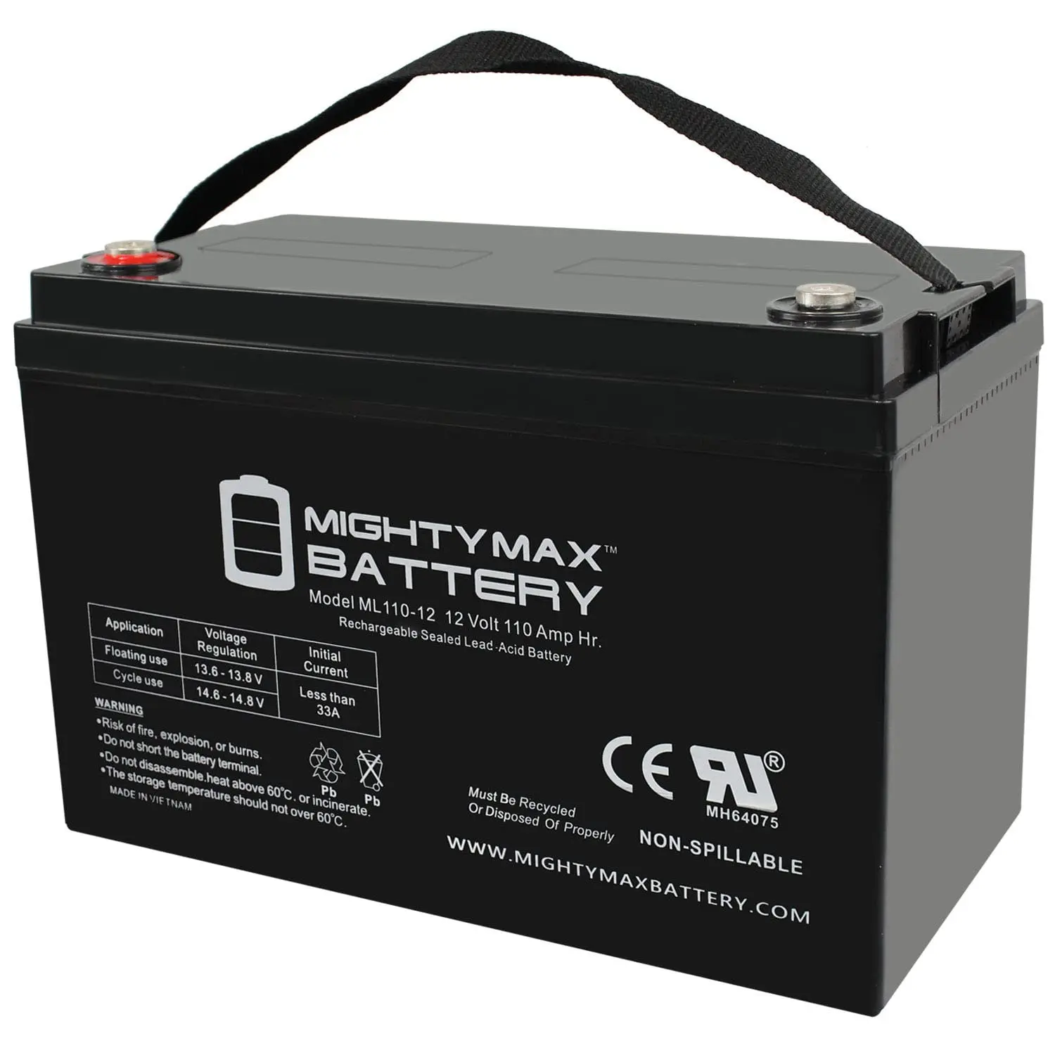 

12V 110Ah SLA Battery Replaces UB121100-ER Sealed Lead Acid Battery, Customized