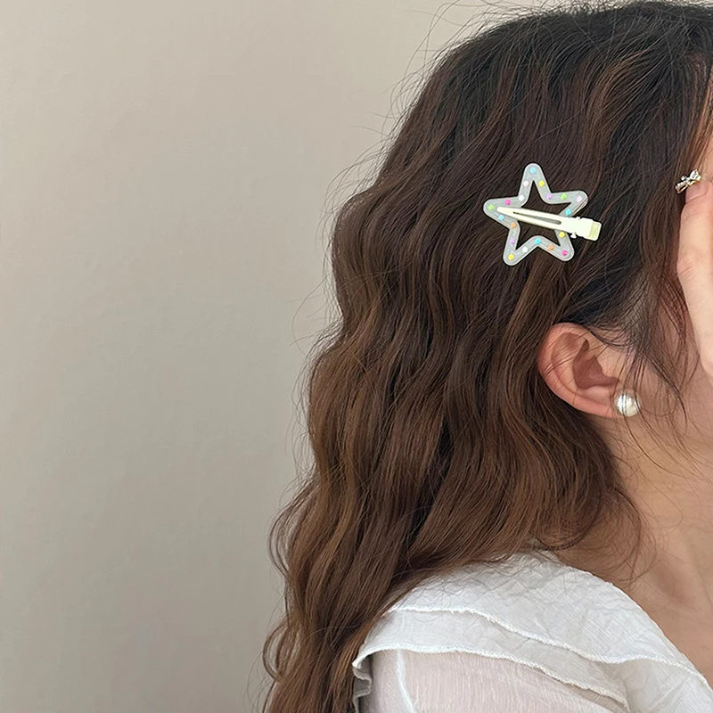 1PC Colorful Star BB Hair Clips Girls Y2K Cute Star Barrettes Women Simple Metal Snap Clip Headdress Hair Jewelry Accessories image 4