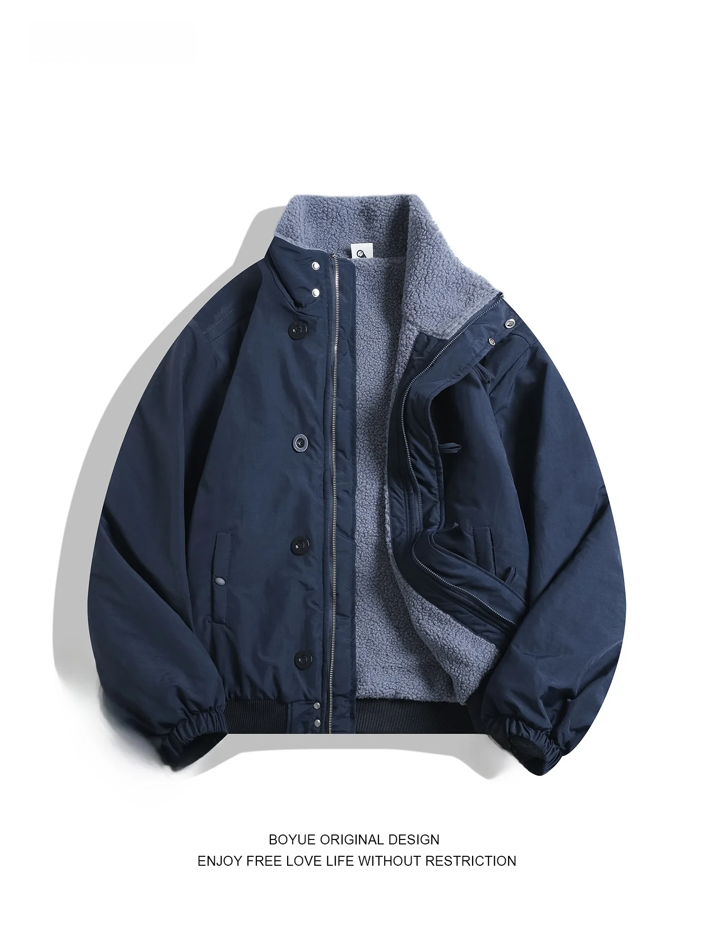 

Мужская куртка Boyue в стиле ретро, японский фасон, из овечьего вельвета, теплая, в стиле пилот, молодежная, хлопковая рабочая одежда, с воротником-стойкой, на молнии, удлиненная