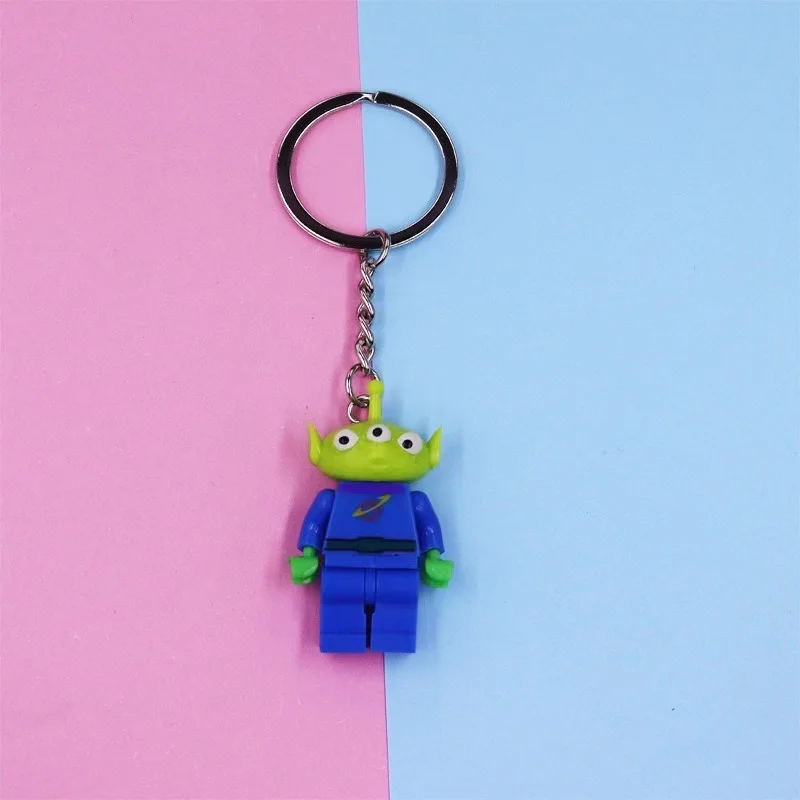 Disney Mickey Animation Doll Keychain Cute Building Blocks Buzz Lightyear School Bag Pendant Unicorn Toy Story Gift Wholesale