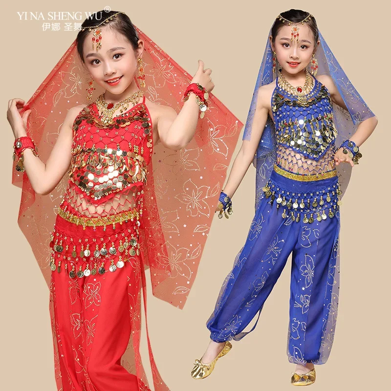 

Children's Indian Dance Performance Clothing Ethnic Dance Costumes Girl's Belly Dance Professional Oriental Bollywood Dance Suit