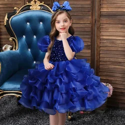 Fashion Flower Girl Dresses for Weddings Four Seasons Girls Party Dresses Short Sleeve Polyester Children Clothing Girl Dress