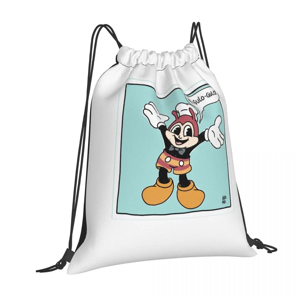 JOLLIBEE X MOUSE FUNNY REMIX WEBCOMIC POSTER Backpacks Casual Drawstring Bags Sports Bag Book Bags for Travel Students