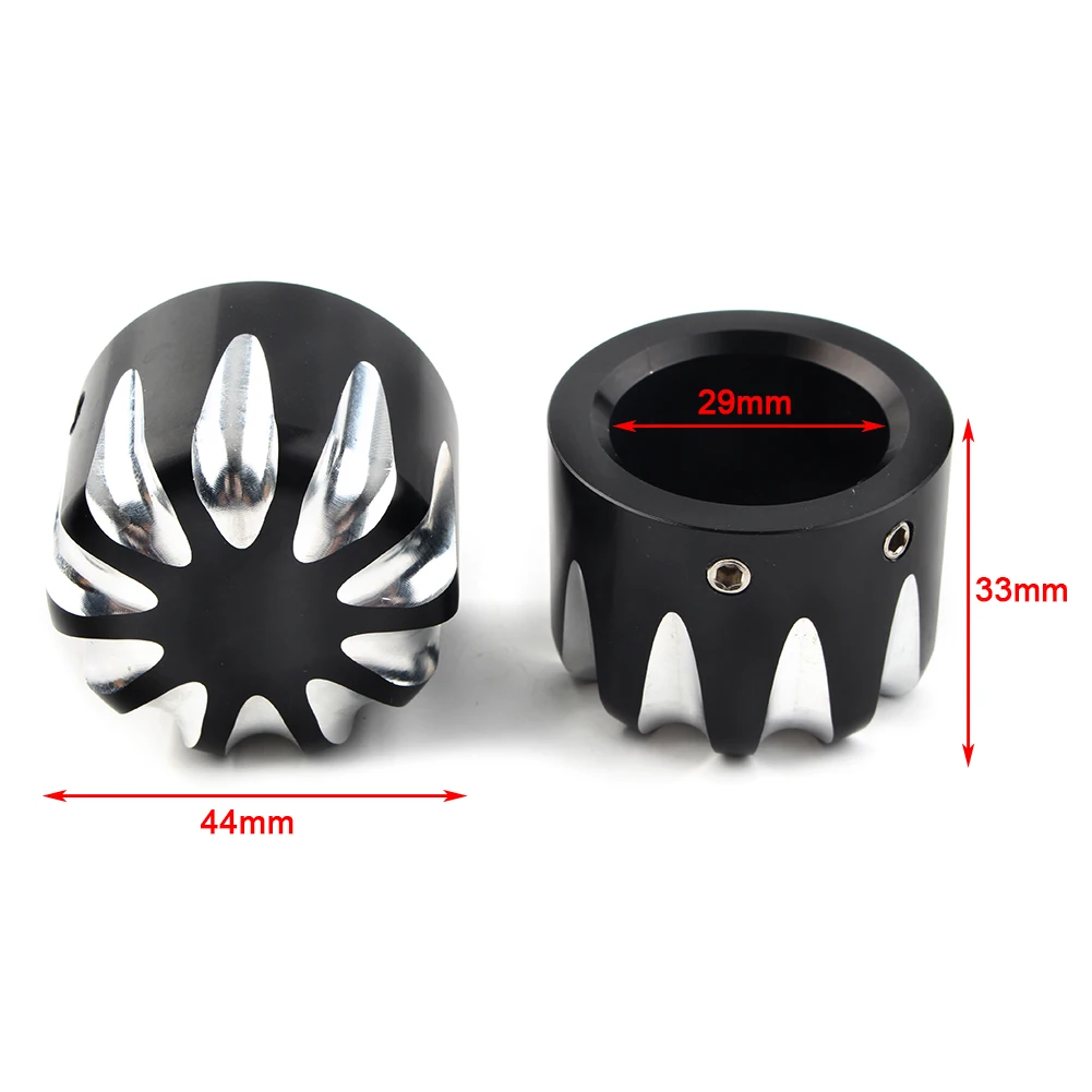 1 Pair Motorcycle CNC Cut Front Axle Cap Nut Cover 29mm for Harley Electra Glide Sportster Dyna Softail Road King Black