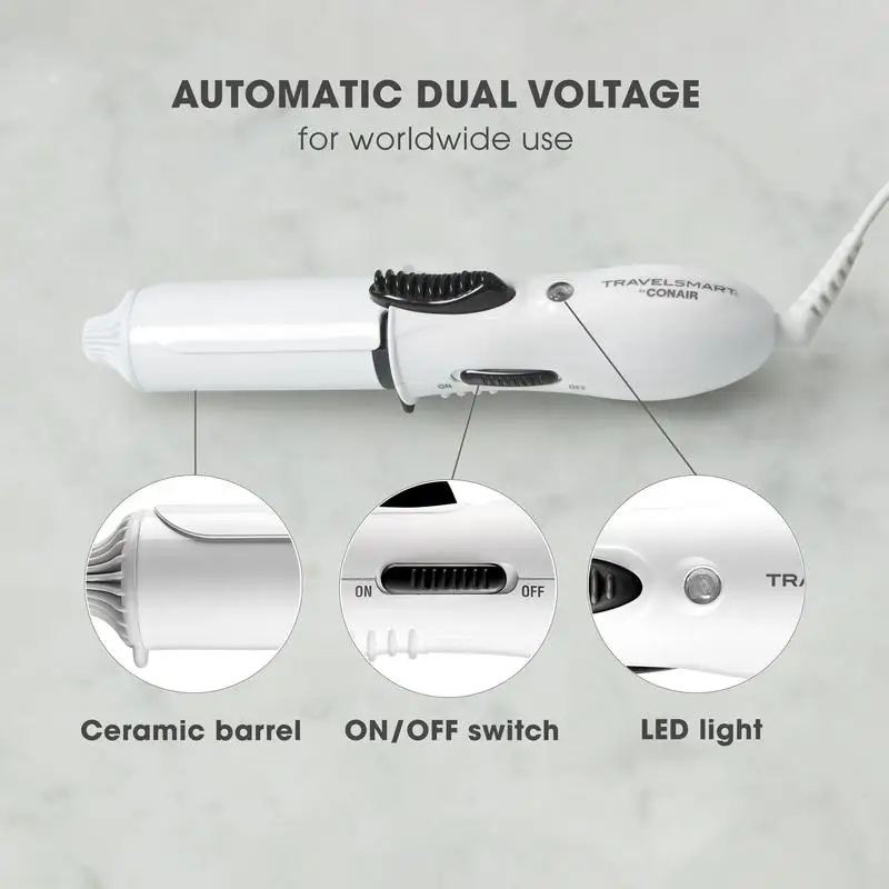 Conair Mini Travel Smart Ceramic Плойка длиной 1 дюйм, белая - компактный и удобный инструмент для укладки волос с технологией быстрого нагрева