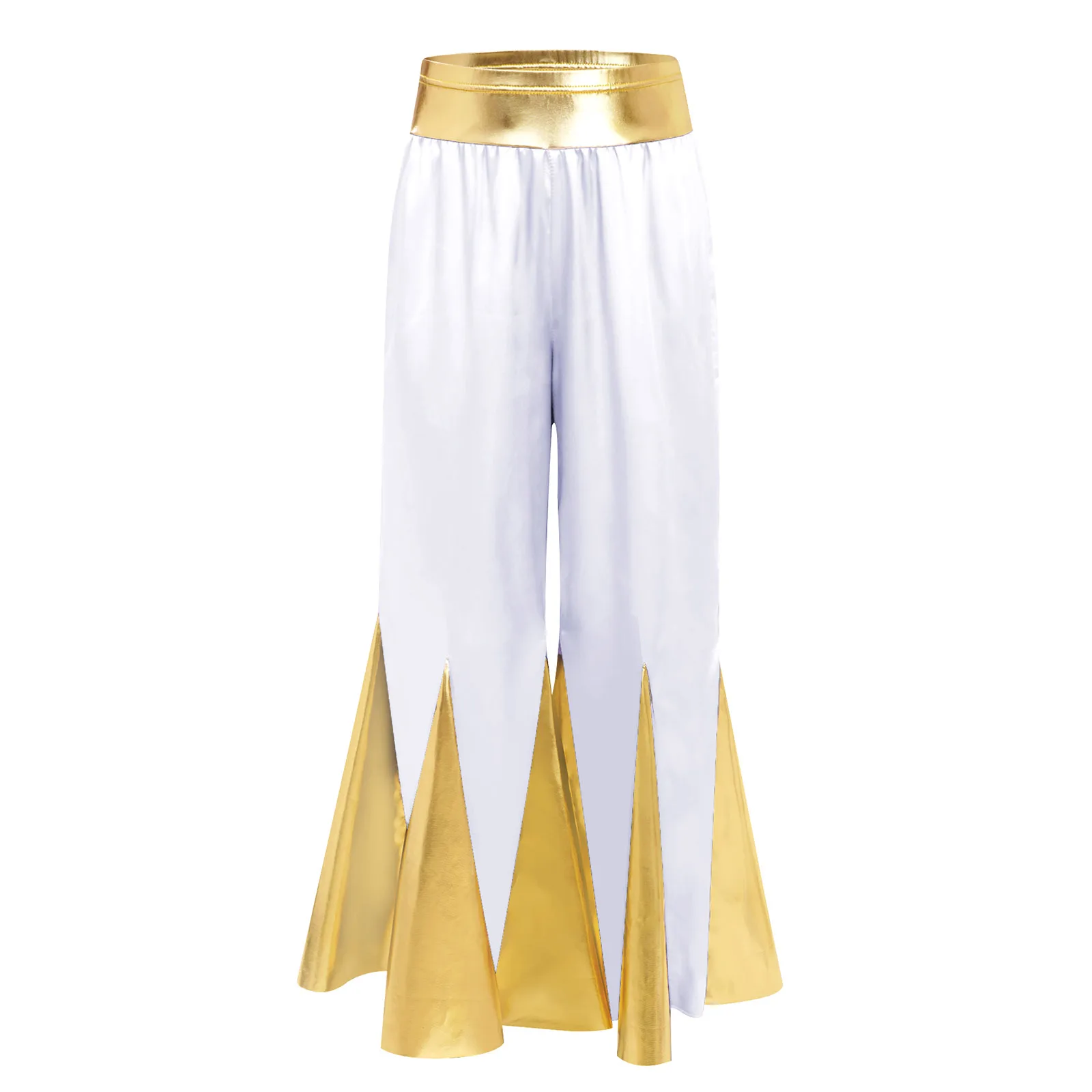 أطفال بنات السراويل المعدنية جوقة أداء زي الليتورجي الثناء العبادة الغنائية الرقص السراويل كتلة اللون جرس القاع