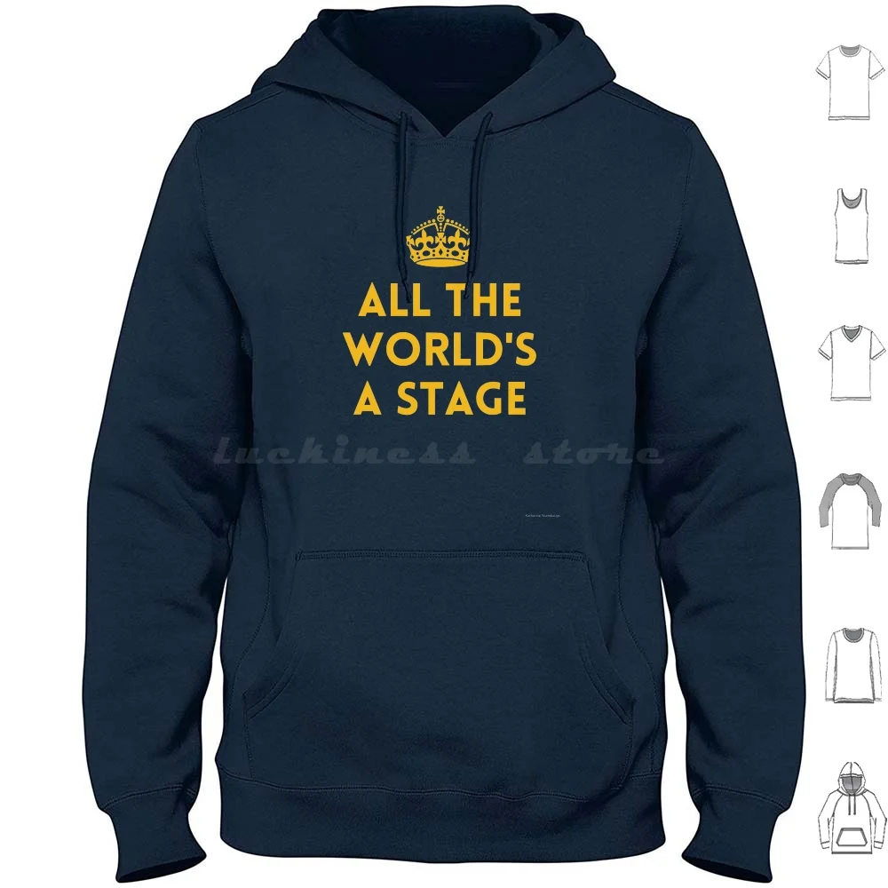 All The World's A Stage Hoodie Cotton Long Sleeve Drama Theater Theatre Shakespeare William Shakespeare Play Plays Red Crown