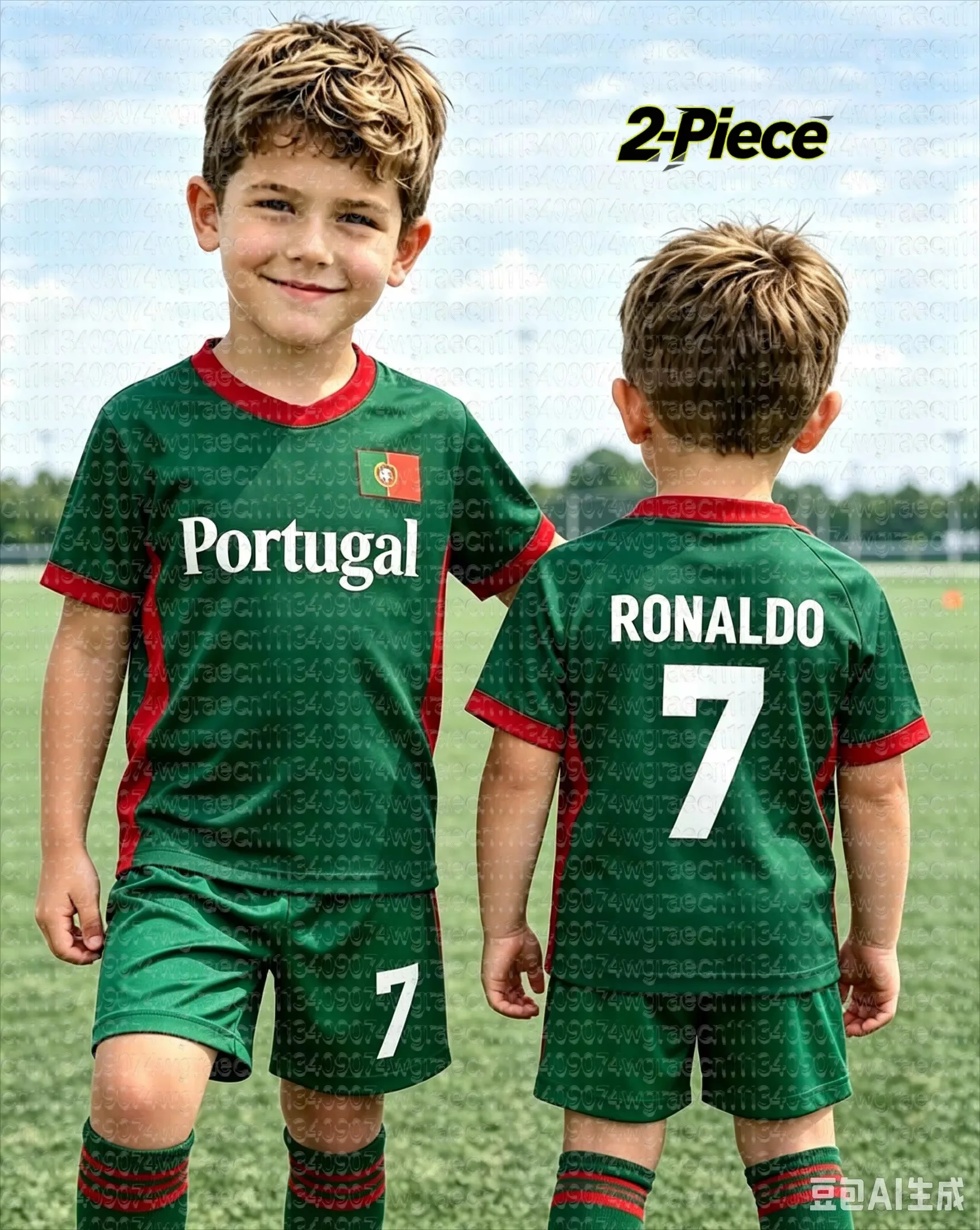 26 Ronaldo Nr. 7 Fußballtrikot-Set für Jungen, T-Shirt und Shorts, Damen, Herren, Harajuku, Portugal-Fan-Shirt, Shorts-Set, Kinder-Trainingsanzug, 2-teiliges Set – Detail 8