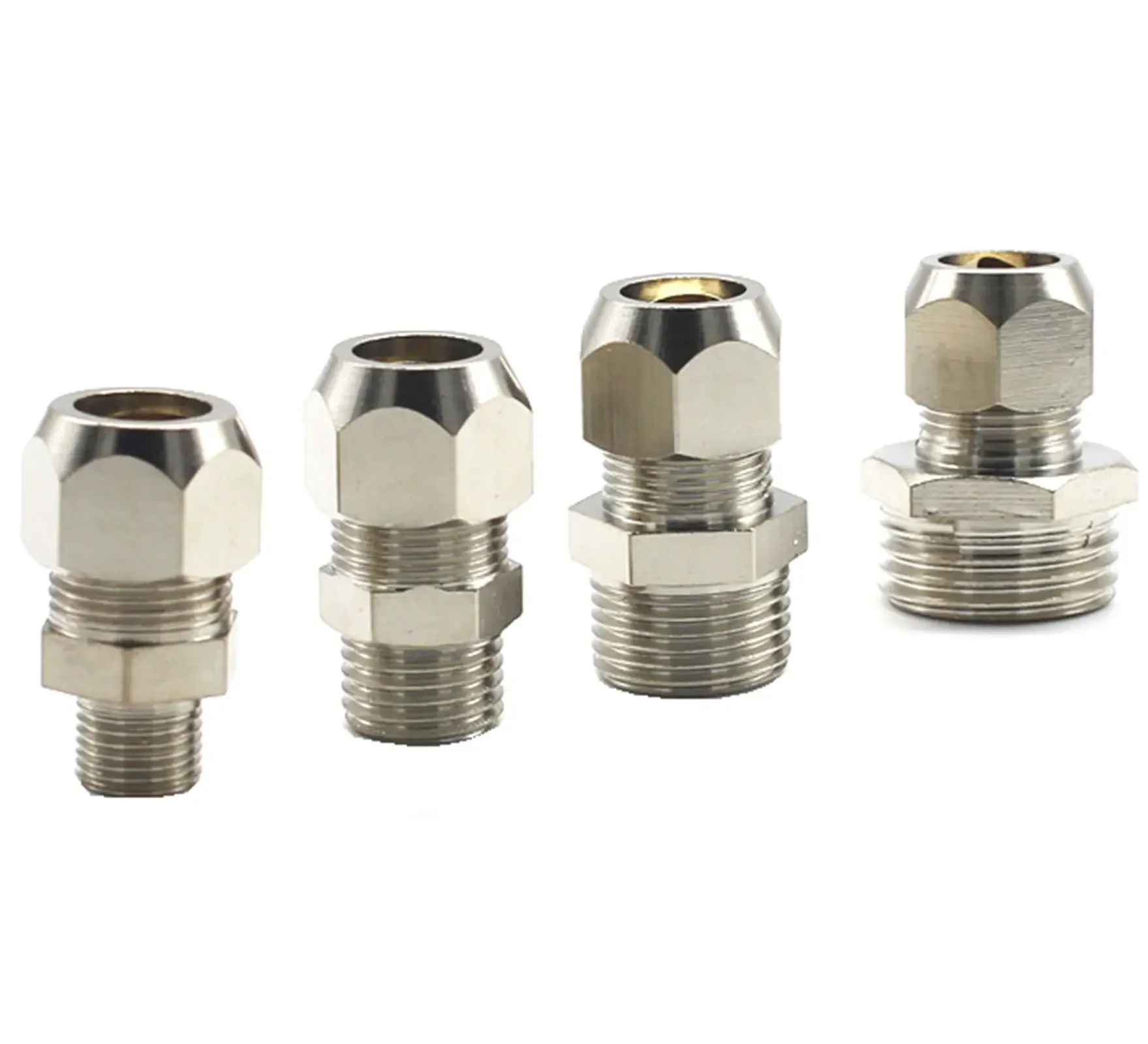 Lot2 M5/M6 /M8/M10/M12 Mannelijke Metrische Schroefdraad-4/6/8/10/12Mm Vernikkelde Messing Ferrule Luchtcompressiepijpfitting