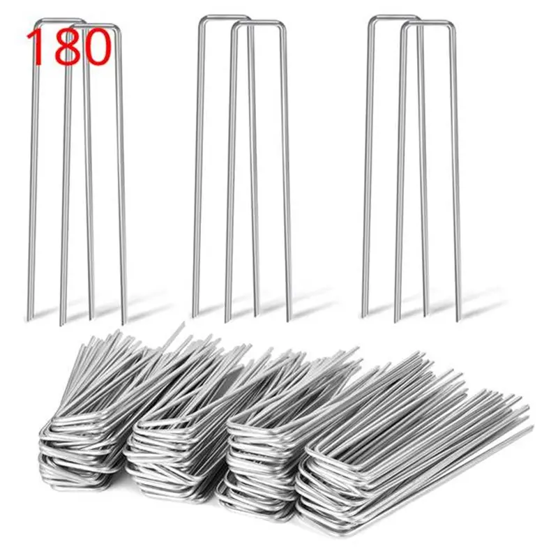 

GYTB-U-Shaped Nails For Lawn For Garden Galvanized Landscape Staples 180-Pack For Weeding Control Fabric Ground Stakes