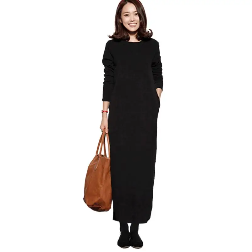 

Осень-зима 2024, женское прямое платье, свободное утепленное длинное платье в Корейском стиле, пуловеры, Брендовые платья