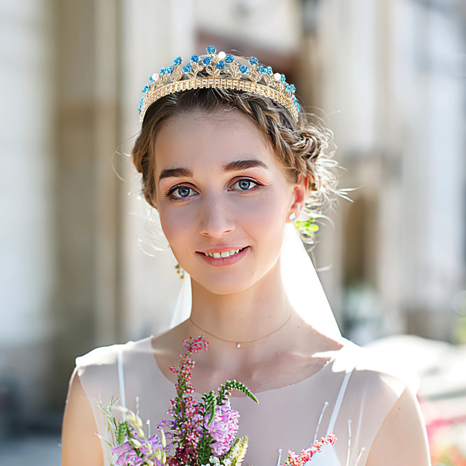 

Rose Flower Wedding Hair Accessories For Women Bridal Bridal Crown Headb Decorative Wedding Hairb Women Crown Headpiece