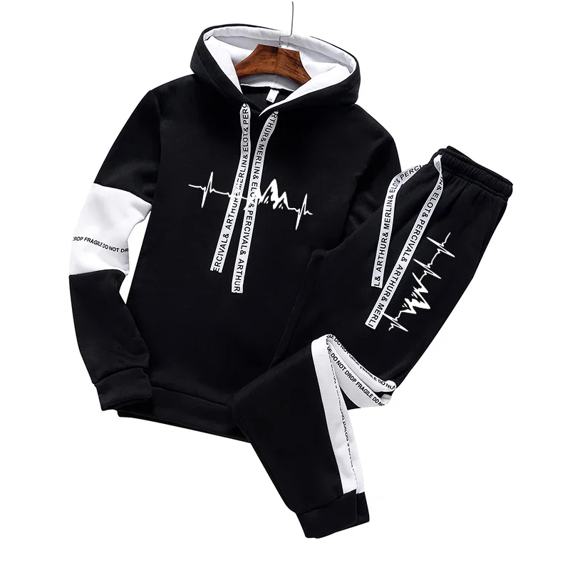 2024 Mens Tracksuit Casual Classic Hooded Sweatshirt Jogging Clothing High Quality Simplicity Versatile Printing Tops Pants Suit