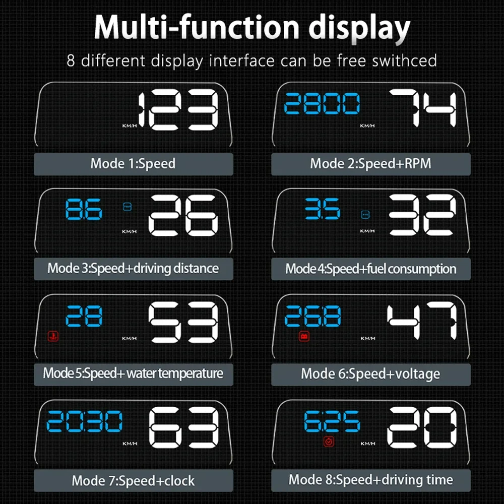 C500 OBD2 GPS HUD Head-Up Display EOBD Windshield Projector Water Temperature Speedometer Digital Auto Accessories For All Car