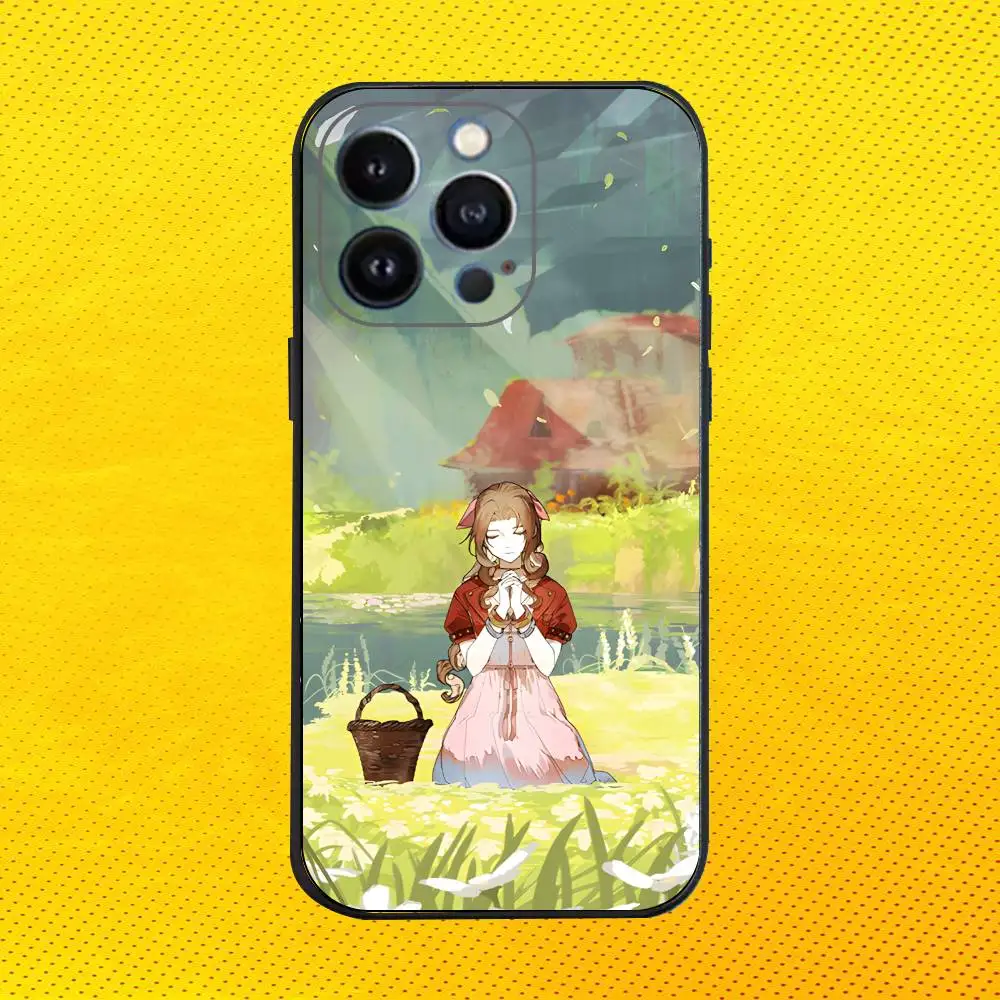 F-Final F-Fantasy Aerith Gainsborough  Phone Case For iPhone 16e,16,15,14,13,12,11,Pro,X,XS,Max,XR,Plus,Mini Soft Black Cover - view 3