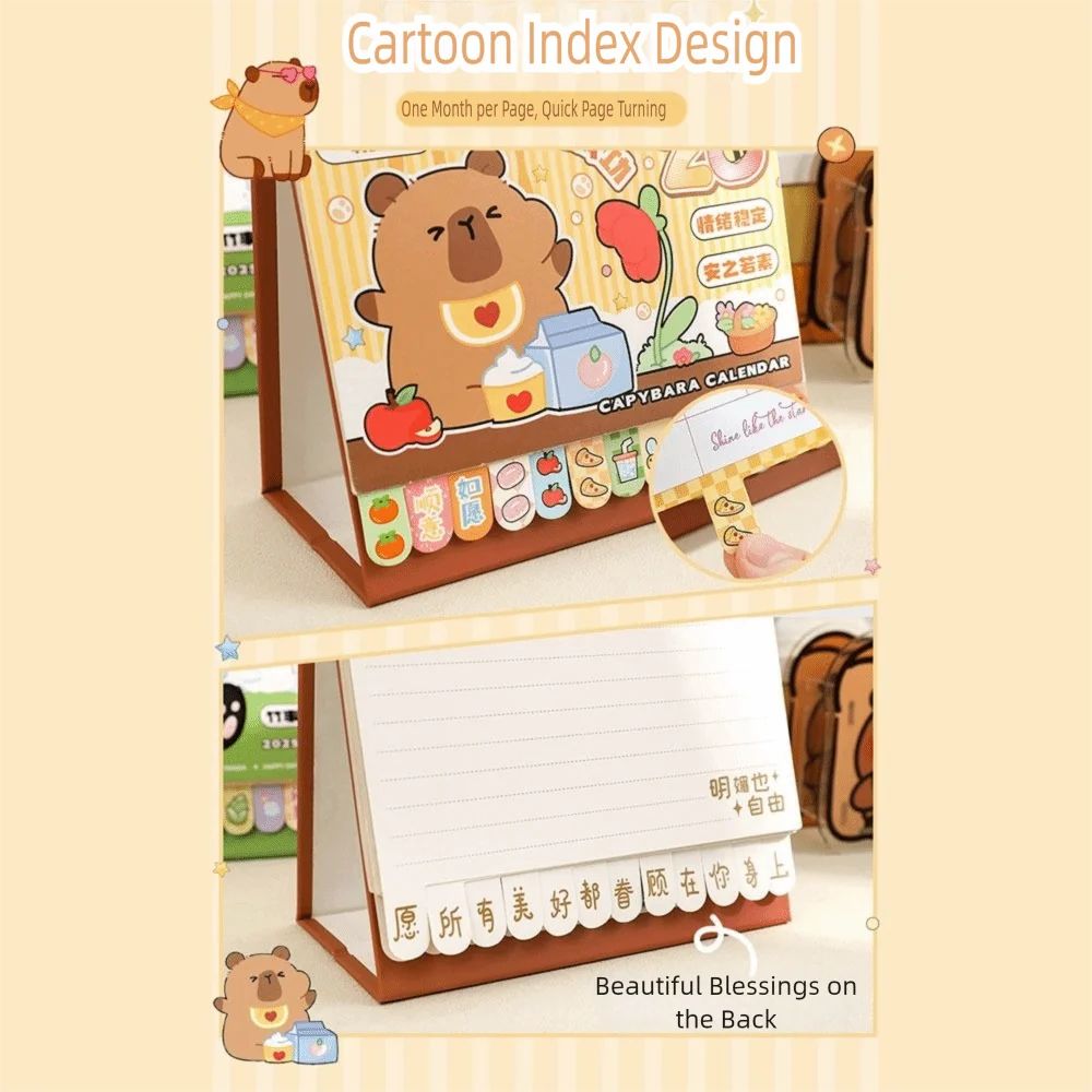 

Настольный календарь с мультяшной катушкой 2026, капибара/панда, украшение для рабочего стола, мини-календарь, планировщик расписания, подарки