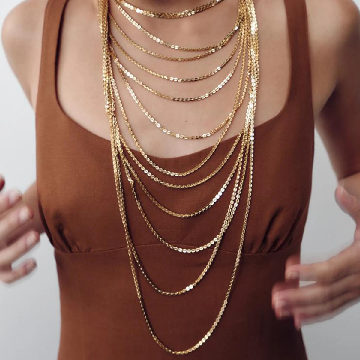 2025 New ZAA Multilayer Metal Chains Tassels Necklaces for Women Boho Jewelry Neck Accessories