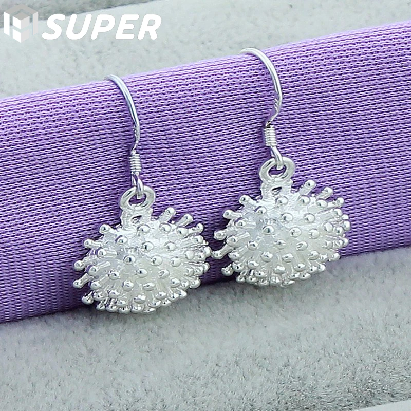 

925 Sterling Silver Firework Coral Drop Earrings For Woman Wedding Engagement Fashion Party Charm Jewelry