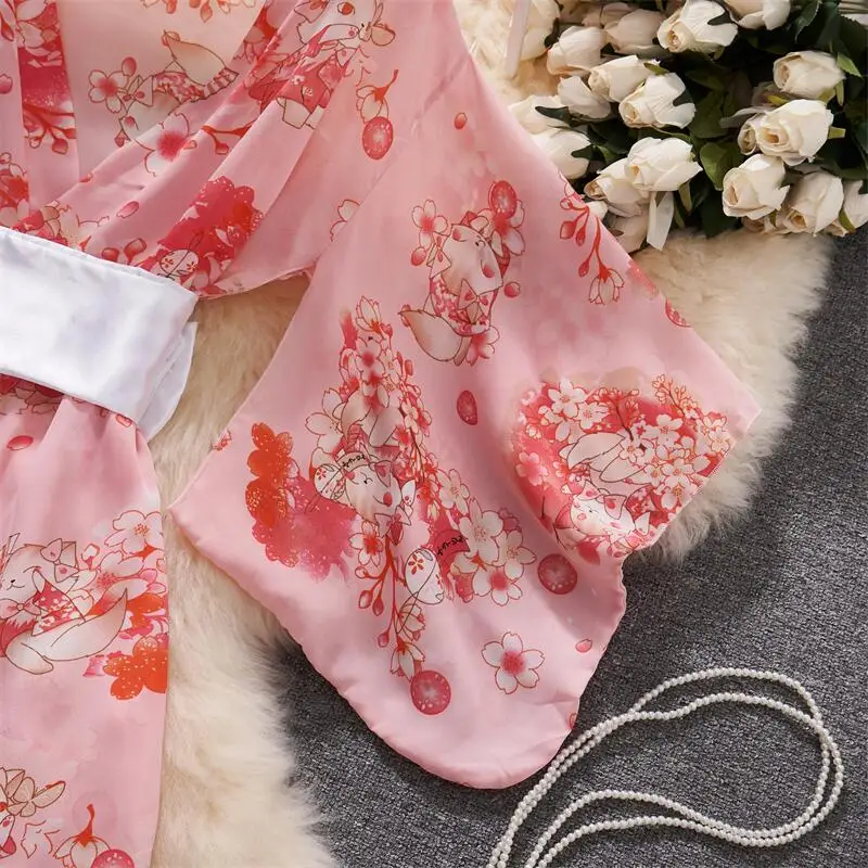 女性のための日本の桜柄の着物,透明な花びらの袖のドレス,セクシーでカジュアルなバスローブ,不規則なロングブラウス,新しい