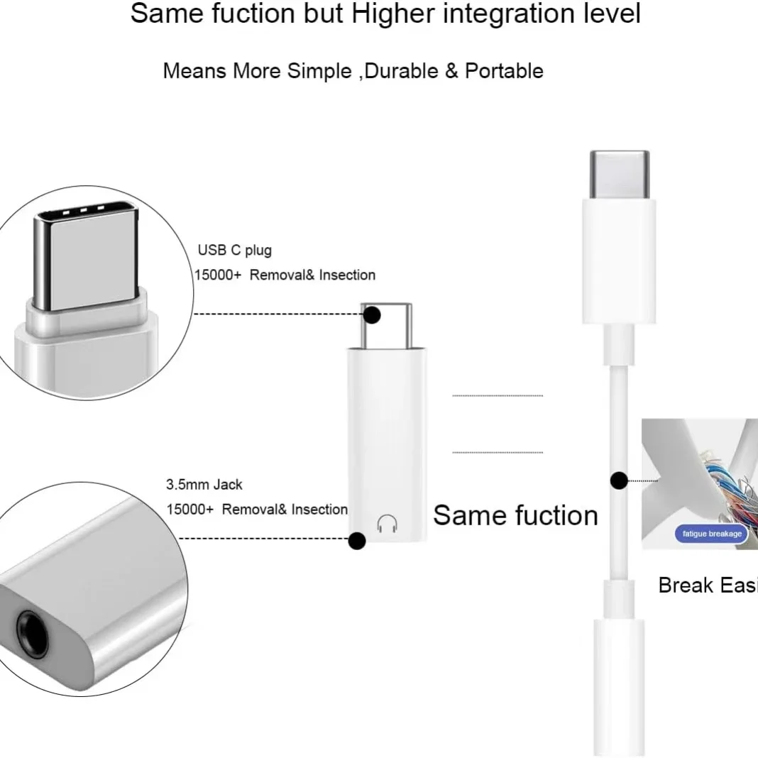 HiFi Mini USB C to 3.5mm Headphone Jack Adapter Type C Audio Converter for Smartphone Laptop US 3.5mm Jack