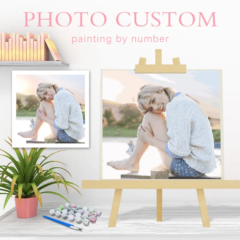PhotoCustom Christmas Painting By Numbers Hand Suitable for Couples And Families to Share Memories DIY Portrait Painting Home Fu
