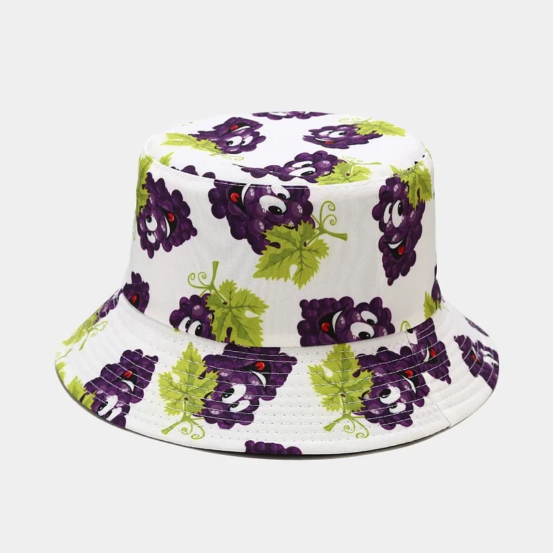 Kreative bedruckte Eimerkappe mit Fruchtmuster, Unisex, Freizeit-Fischerhut für den Außenbereich, Sommer-Strand-UV-Schutz-Sonnenhut, Panama-Bob – Detail 33