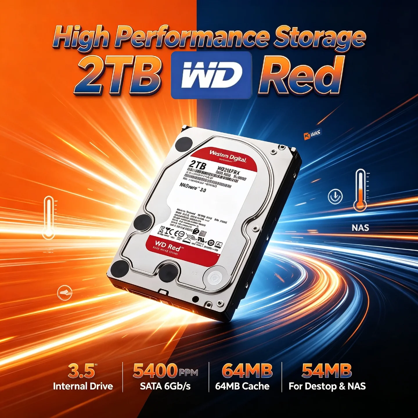WD Red 1TB 2TB 4TB 6TB Red NAS Hard Disk Drive 3.5" 6TB Internal Hard Drive 5400RPM 6Gb/s SATA 64MB Cache For Desktop