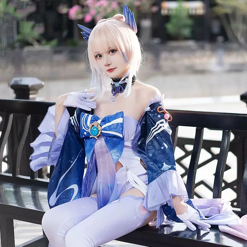 COS Genshin Impact Anime Games Witch Cosplay Sangonomiya Kokomi Costume Sexy Women Kimono