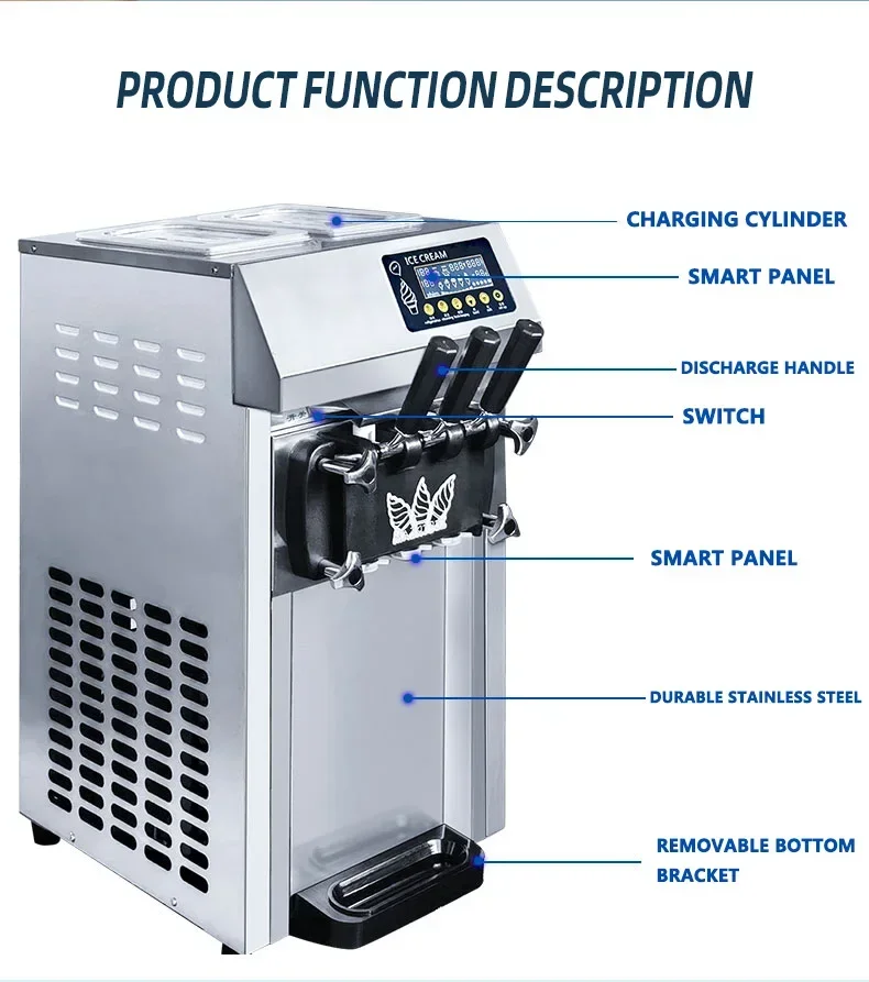 For Commercial Catering Ice Cream Cone Softy Vending Machine Serve Ice Cream Machine 1200w