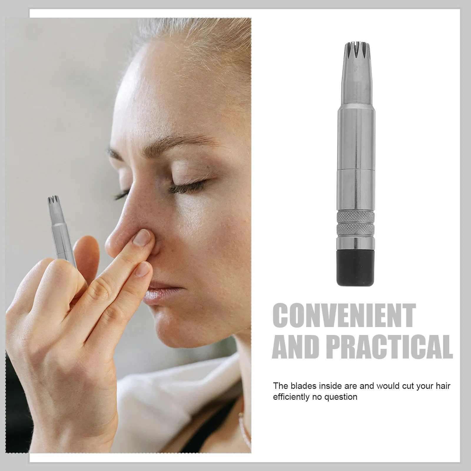 1Pcs Nose Hair Trimmer Manual Vibrissa Trimmer Silver Premium Quality Blades Hygiene Cleaning Nose Hair Clipper