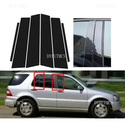 Fit For Mercedes Benz ML Class W163 1998-2005 Glossy Black Silver Carbon Pillar Post Door Window Column BC Trim Sticker Cover