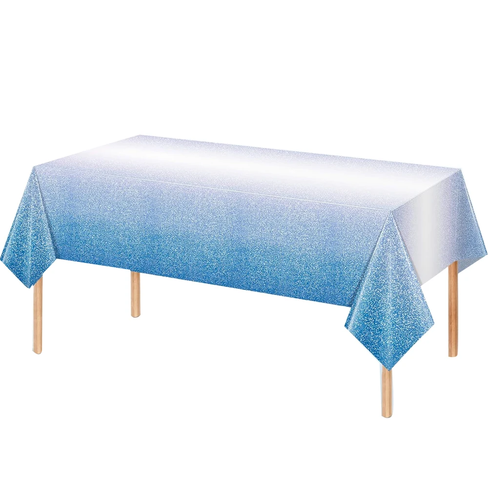 Paquete de 1/3 mantel azul ombré para fiestas mantel desechable azul Pastel degradado para mesas rectangulares azul real espolvoreado