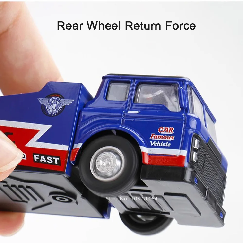 1:64 Contenitore in lega di rimorchio pressofuso Veicolo da trasporto Mustang Modello Giocattoli Auto Tirare indietro Firebird JDM Auto sportive Kid Raccogliere regalo