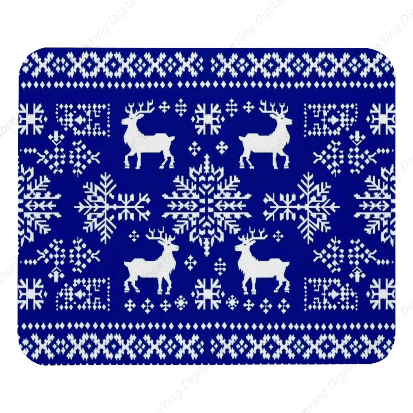 

Snowflake And Reindeer Blue Mouse Pad Anti Slip Rubber Suitable For Gaming Office Laptop Mouse Pad 25*30cm