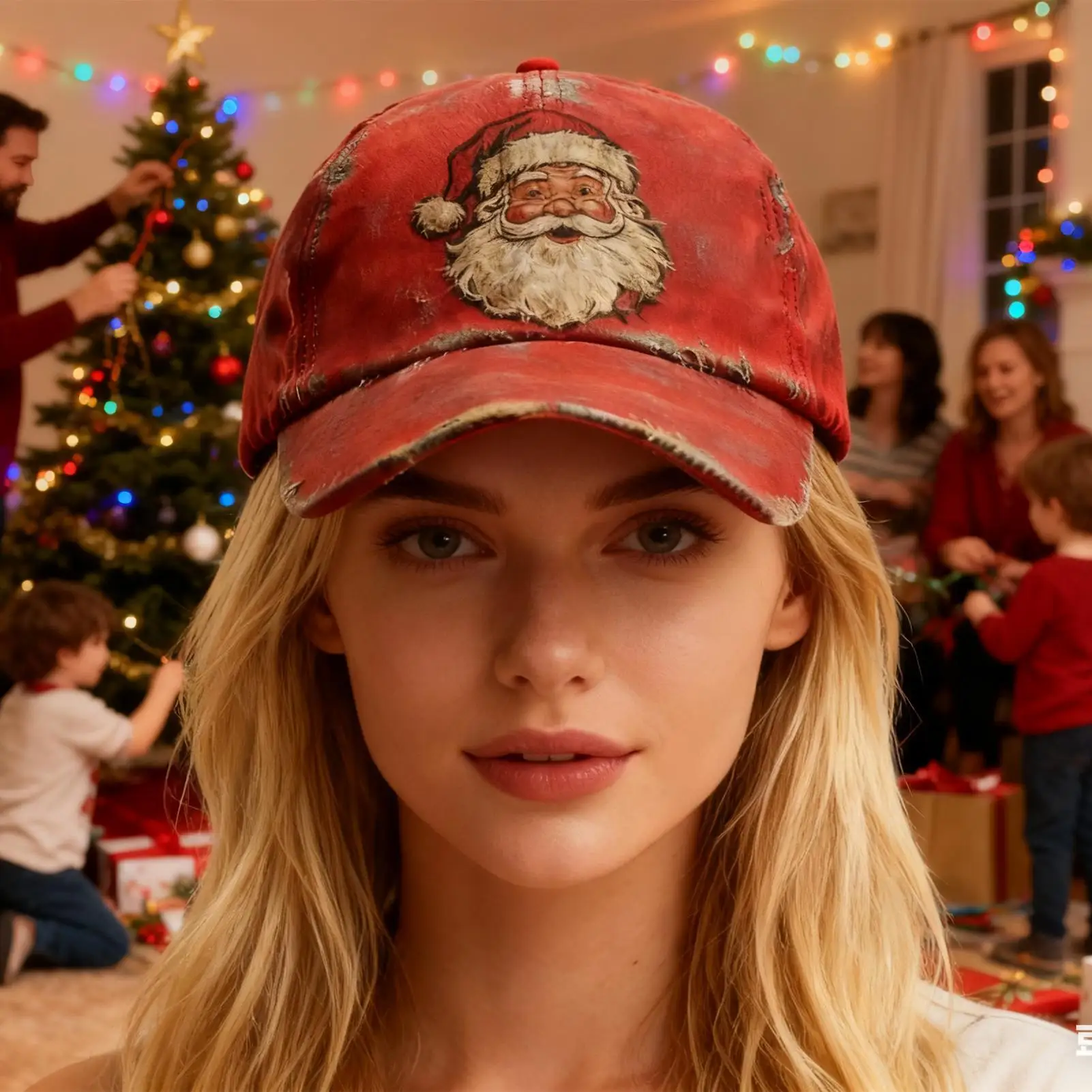 ヴィンテージ風ノベルティ調節可能帽子 メンズ カジュアル パーティーデコレーション クリスマス サンタ ベースボールキャップ 面白いギフト ホリデーお祝い