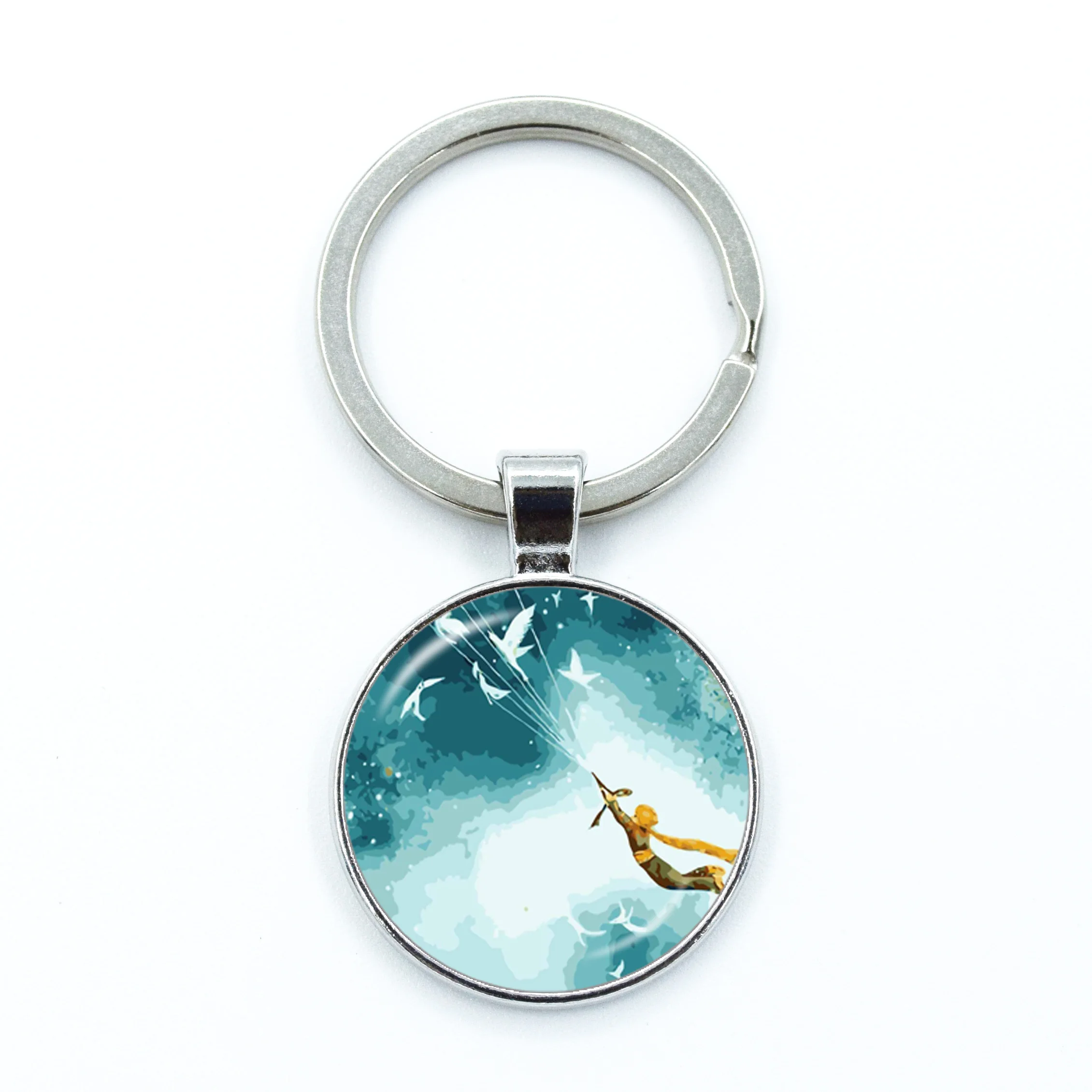 New Little Prince Metal Keychains Time Stone Glass Pendant Creative Gift Key Chain Fashion Charm Keychain Accessories Gift