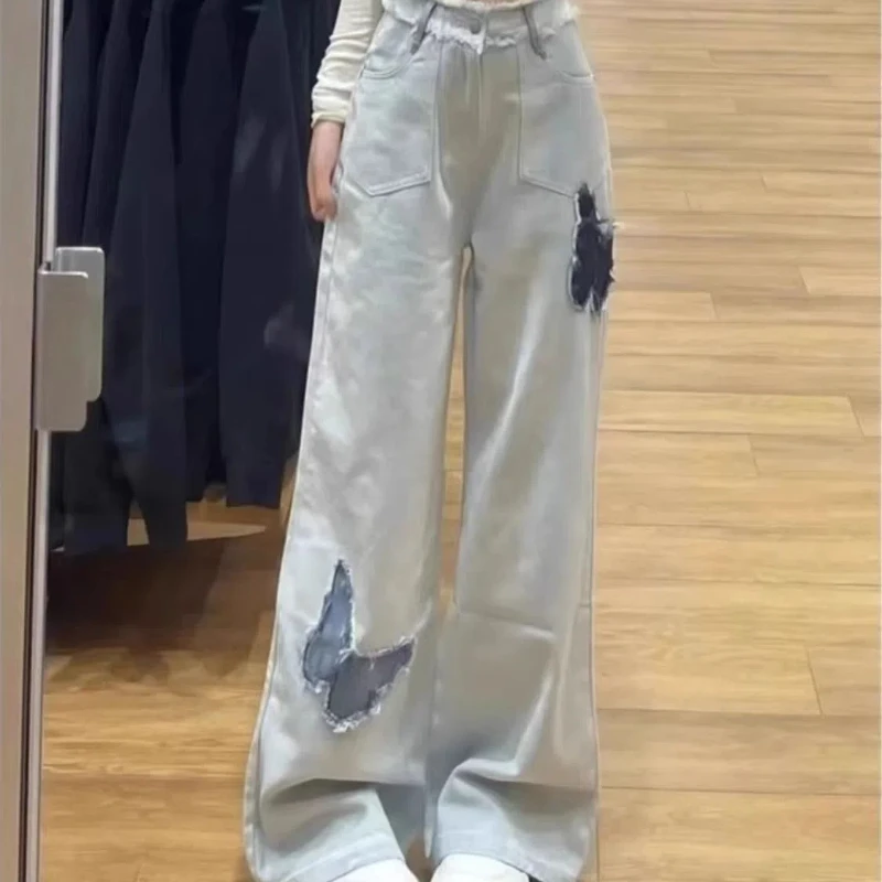 

Свободные джинсы с бантом High Street, новые женские прямые брюки с высокой талией и широкими штанинами для похудения