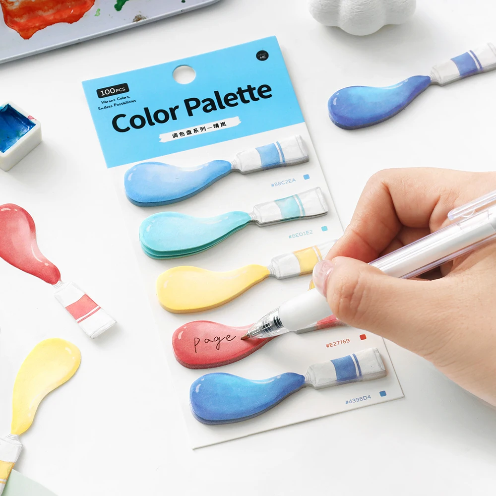 100pcs color palette series Ins message sticky notes reading tags index stickers reading enthusiasts school office supplies