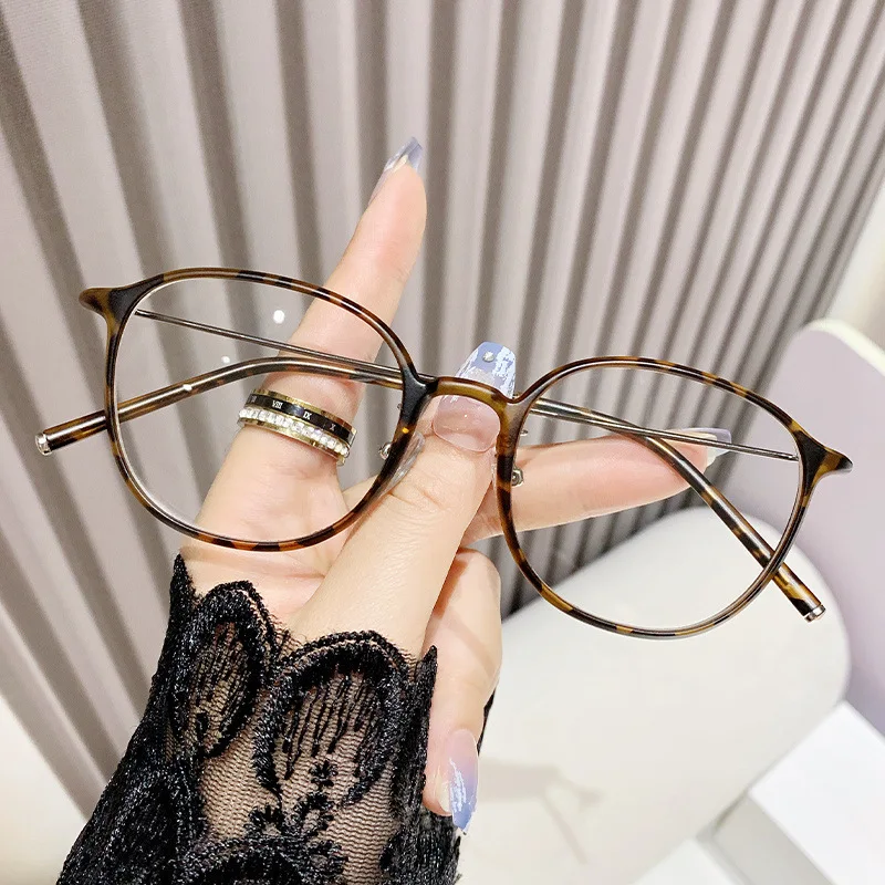 Presbyopie-Brille mit PC + Metallrahmen, runde Schildpatt-Anti-Blaulicht-Brille, 0 Grad, kann zur Dekoration verwendet werden – Detail 24